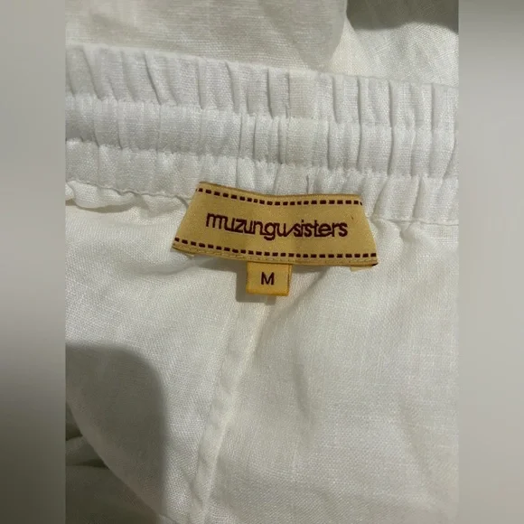 Muzungu Sisters Talitha Pants in White Linen - Picture 3 of 4